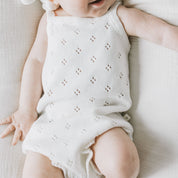 Pointelle Knit Romper- Ivory