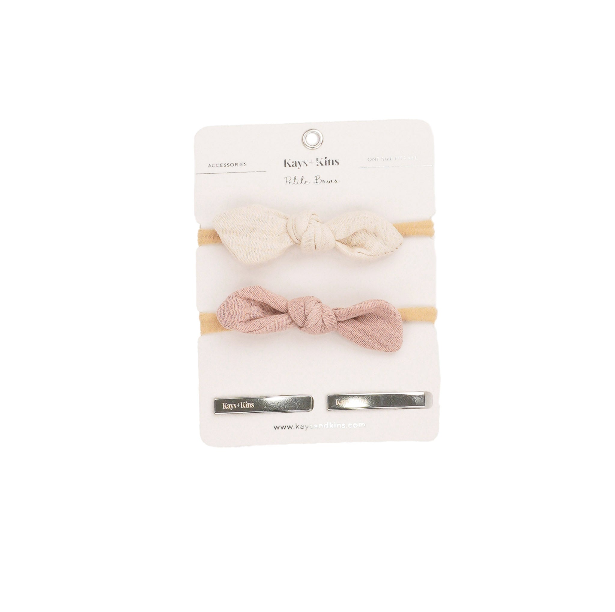 Linen Petite Bow Set - Blush + Ivory