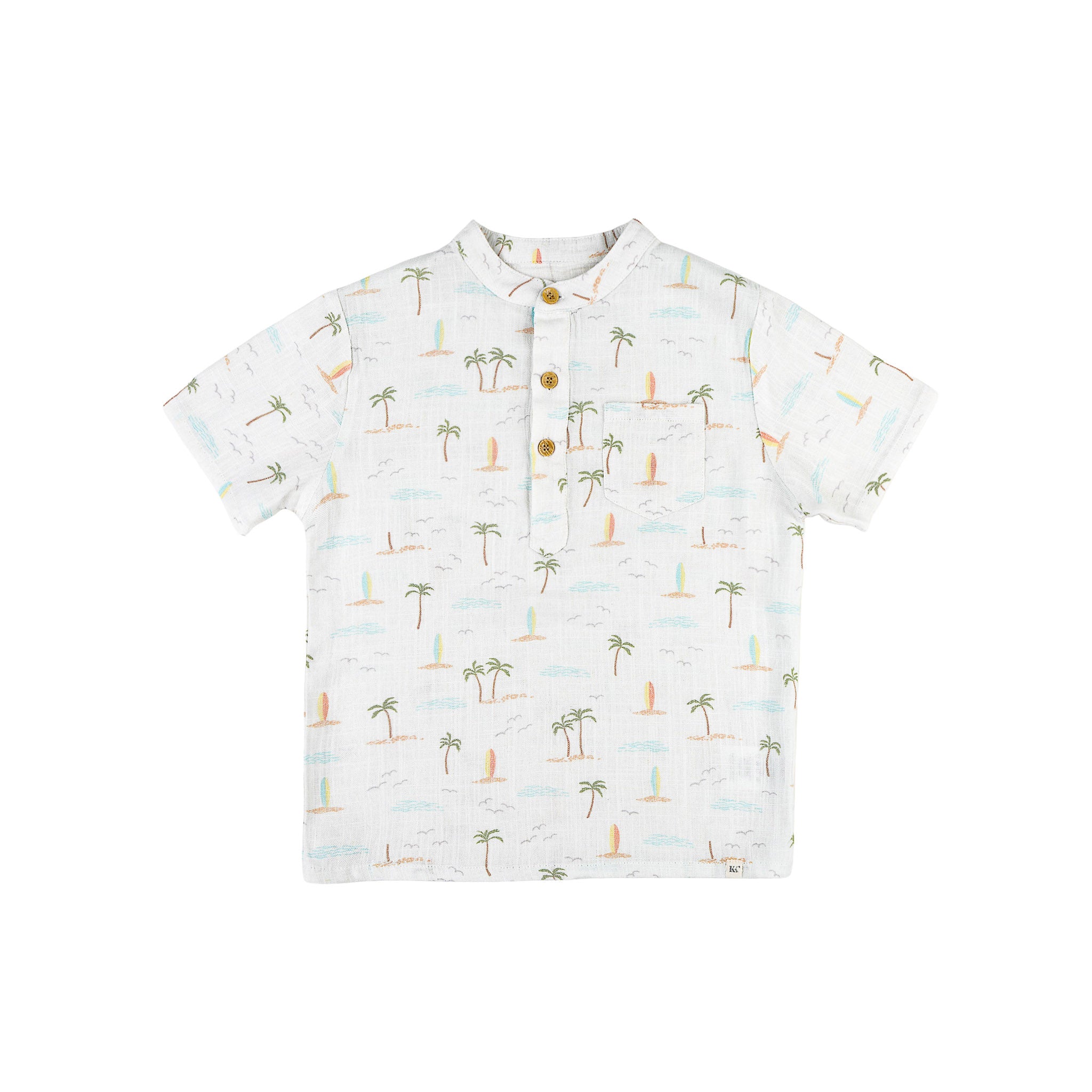 Band Collar Shirt - Surf Side
