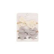 Linen Bow + Lace Set - Mist + Lace