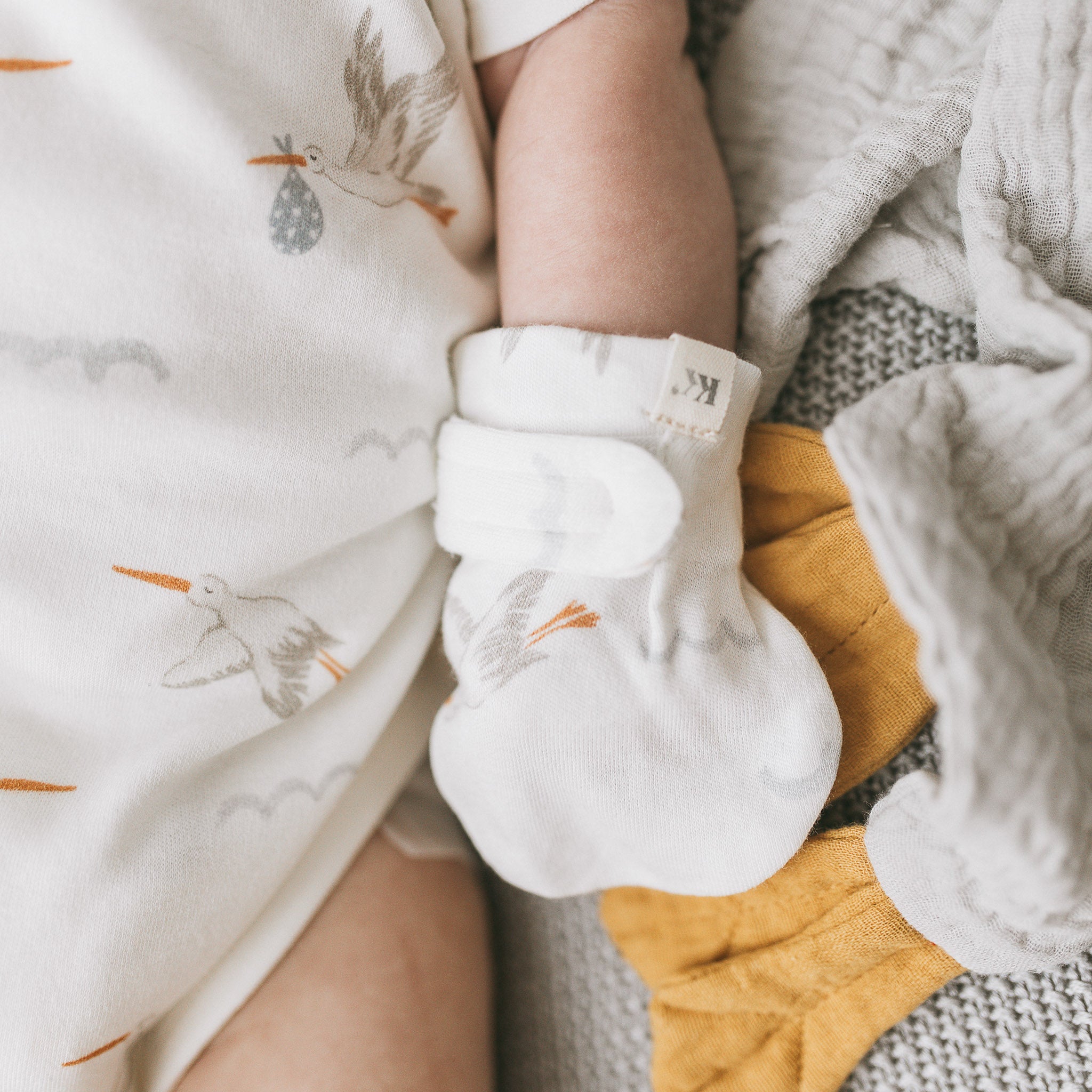 Mitts + Booties - Stork