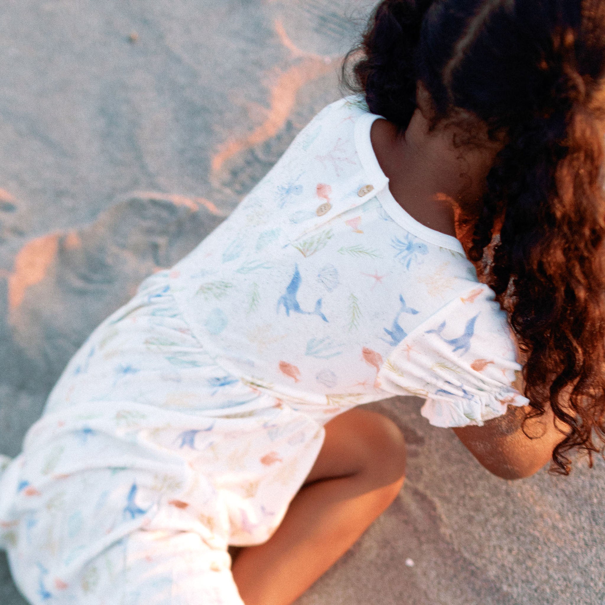 Puff Sleeve Dress - Ocean Wonders