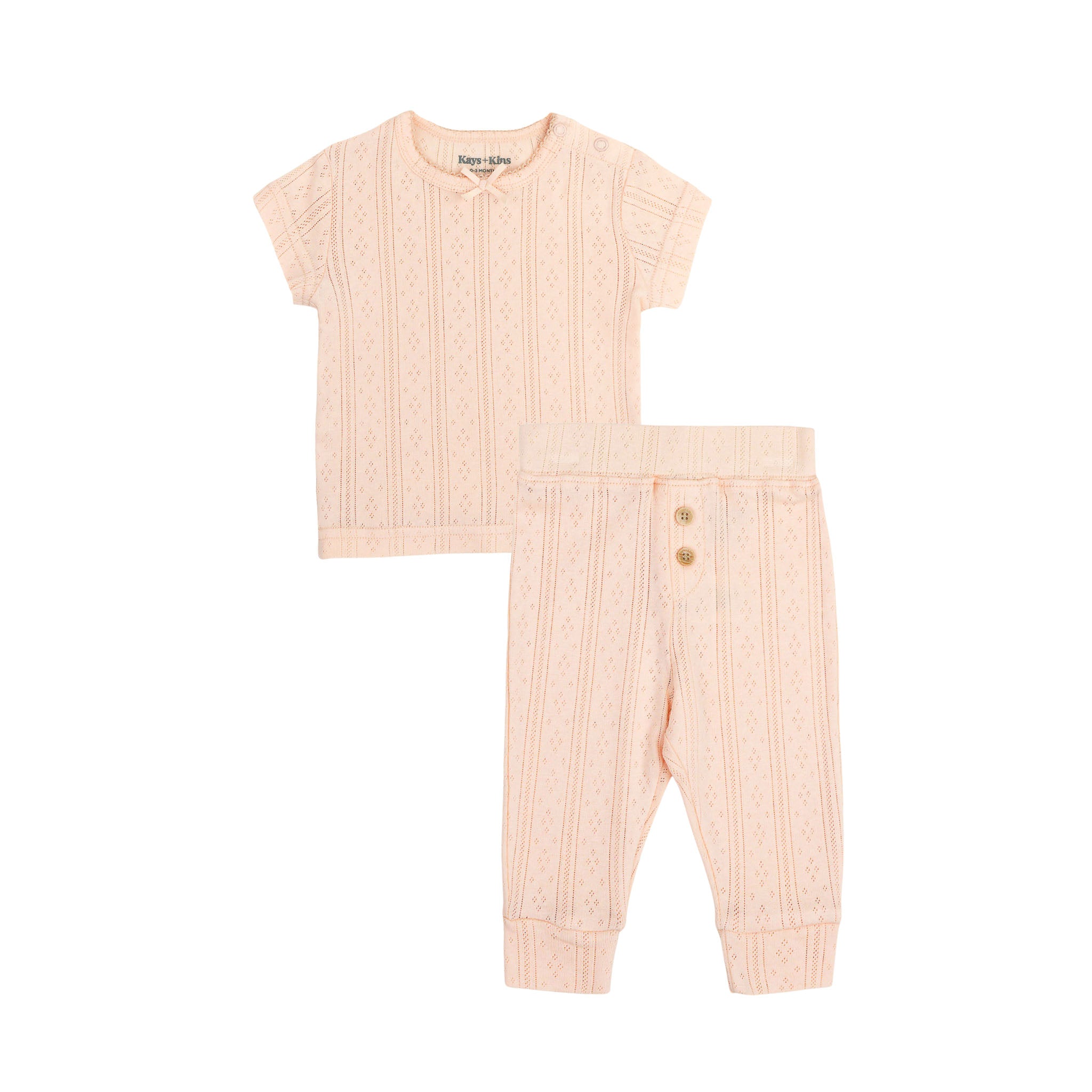 Pointelle Top + Leggings - Apricot