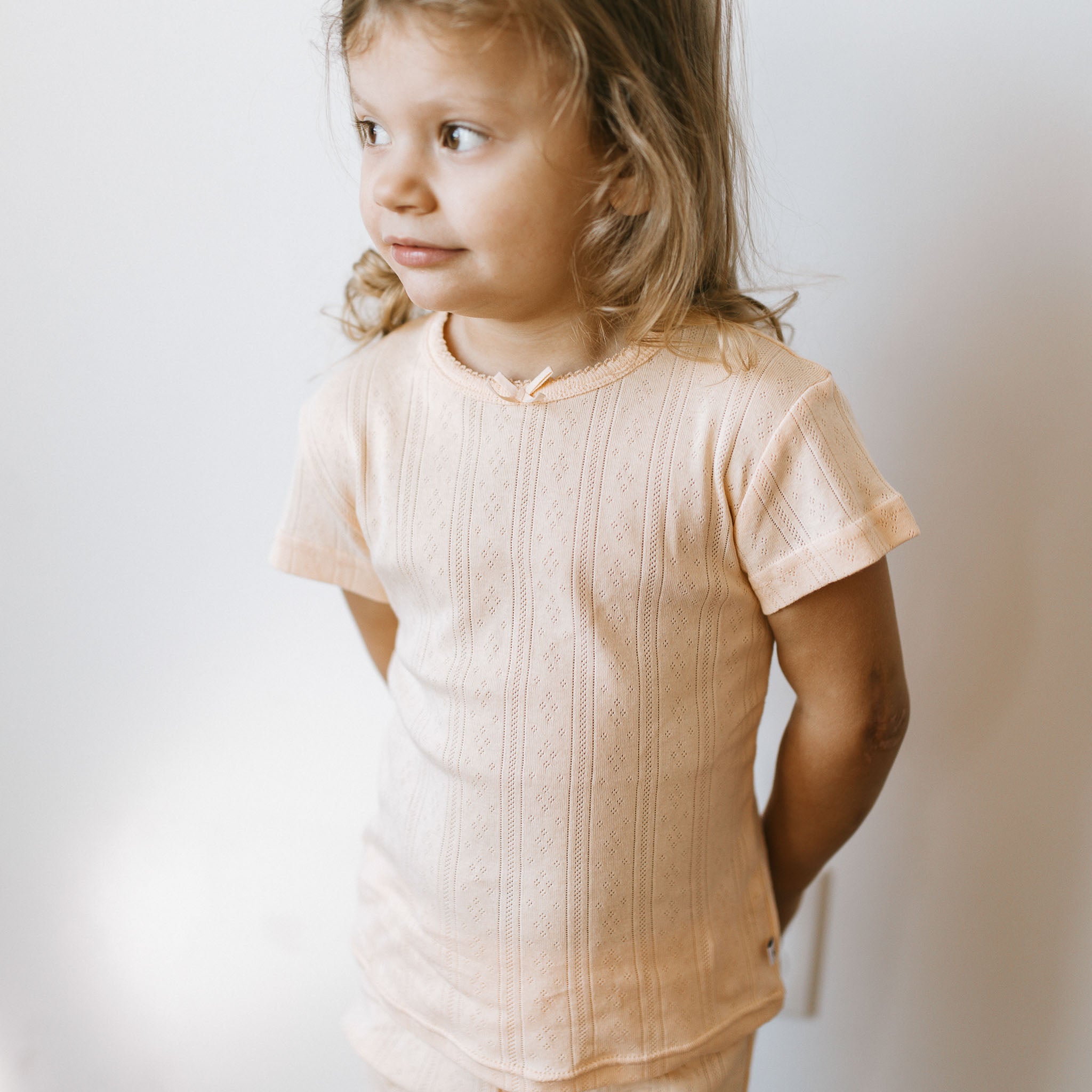 Pointelle Top + Leggings - Apricot