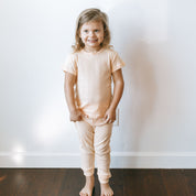 Pointelle Top + Leggings - Apricot