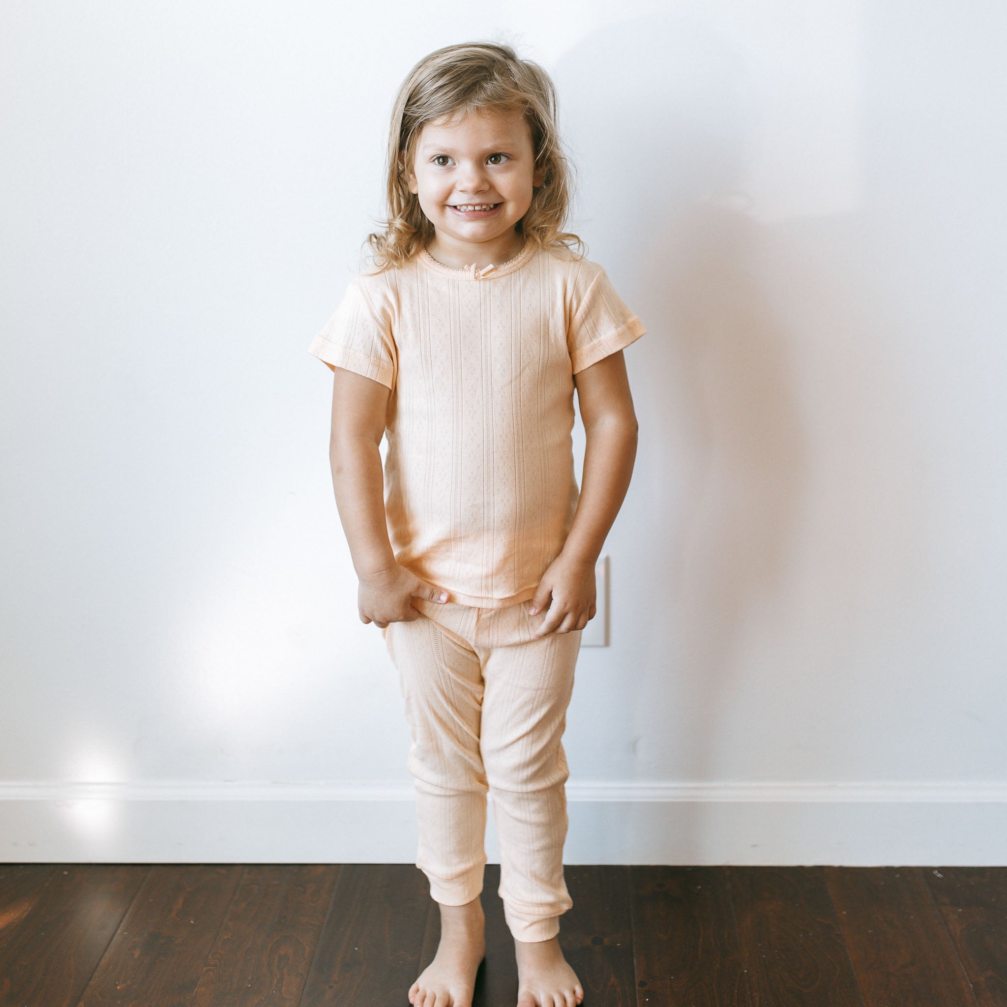 Pointelle Top + Leggings - Apricot