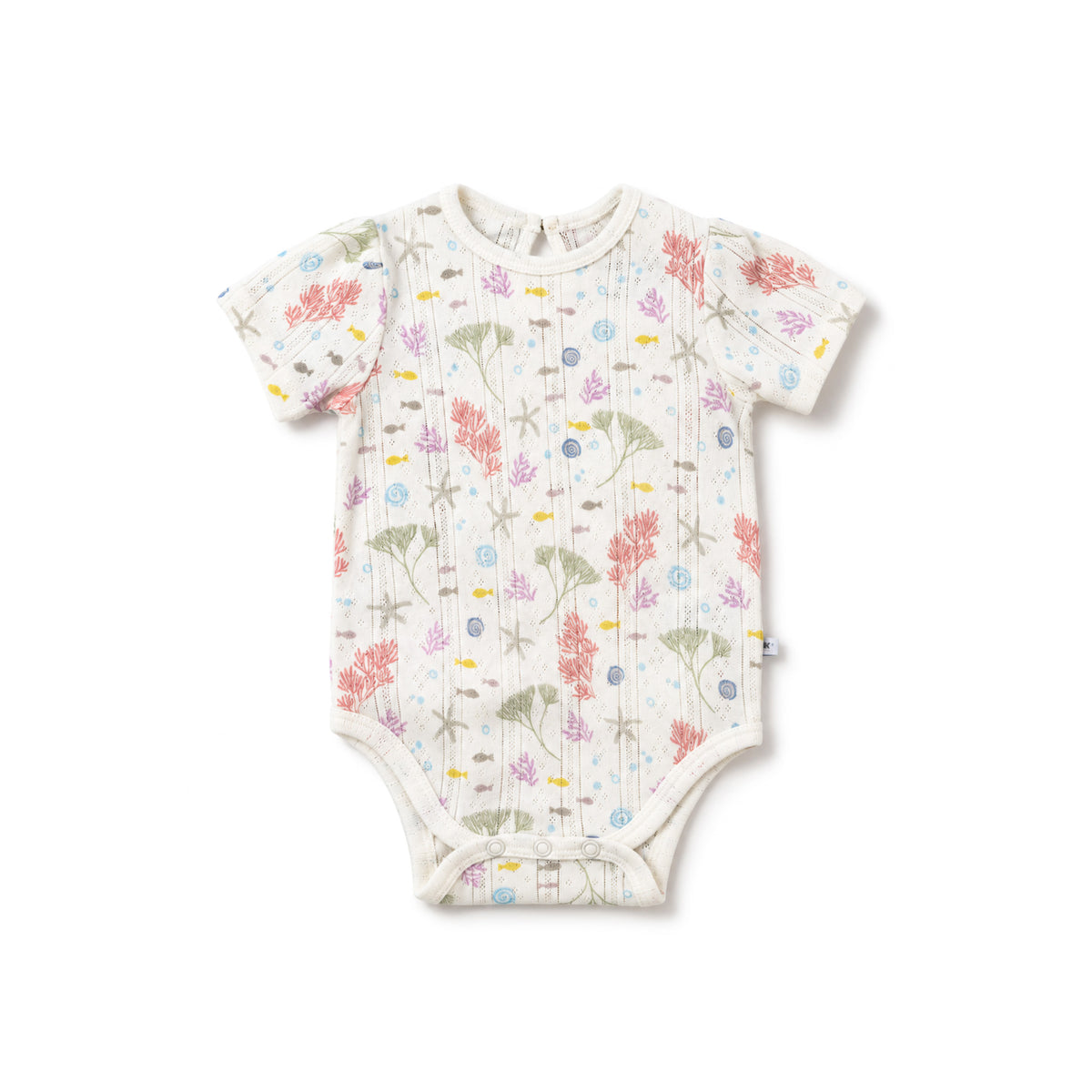 Pointelle Puff Sleeves Bodysuit - Sea Bloom