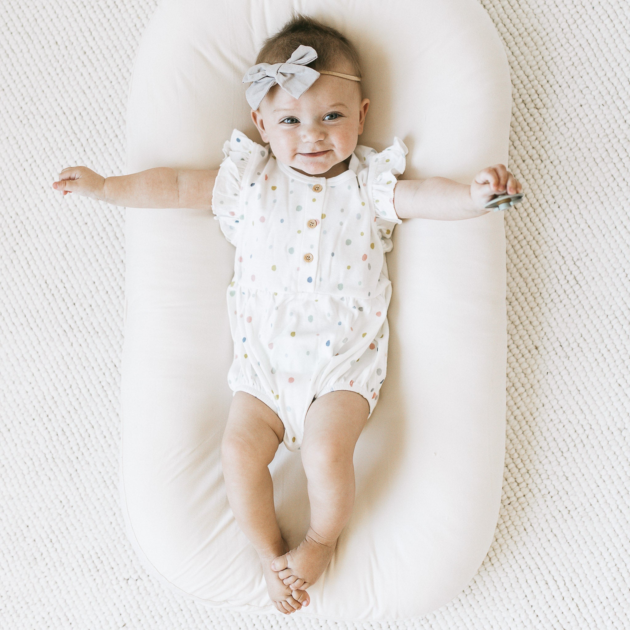 Ruffle Bubble Romper - Soft Dots