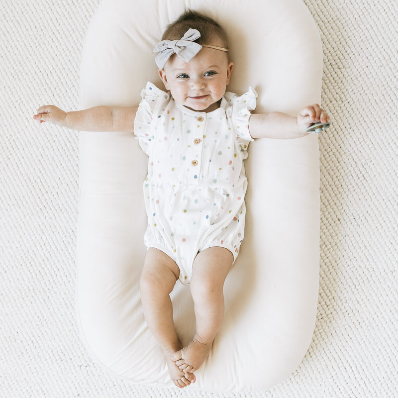 Ruffle Bubble Romper - Soft Dots