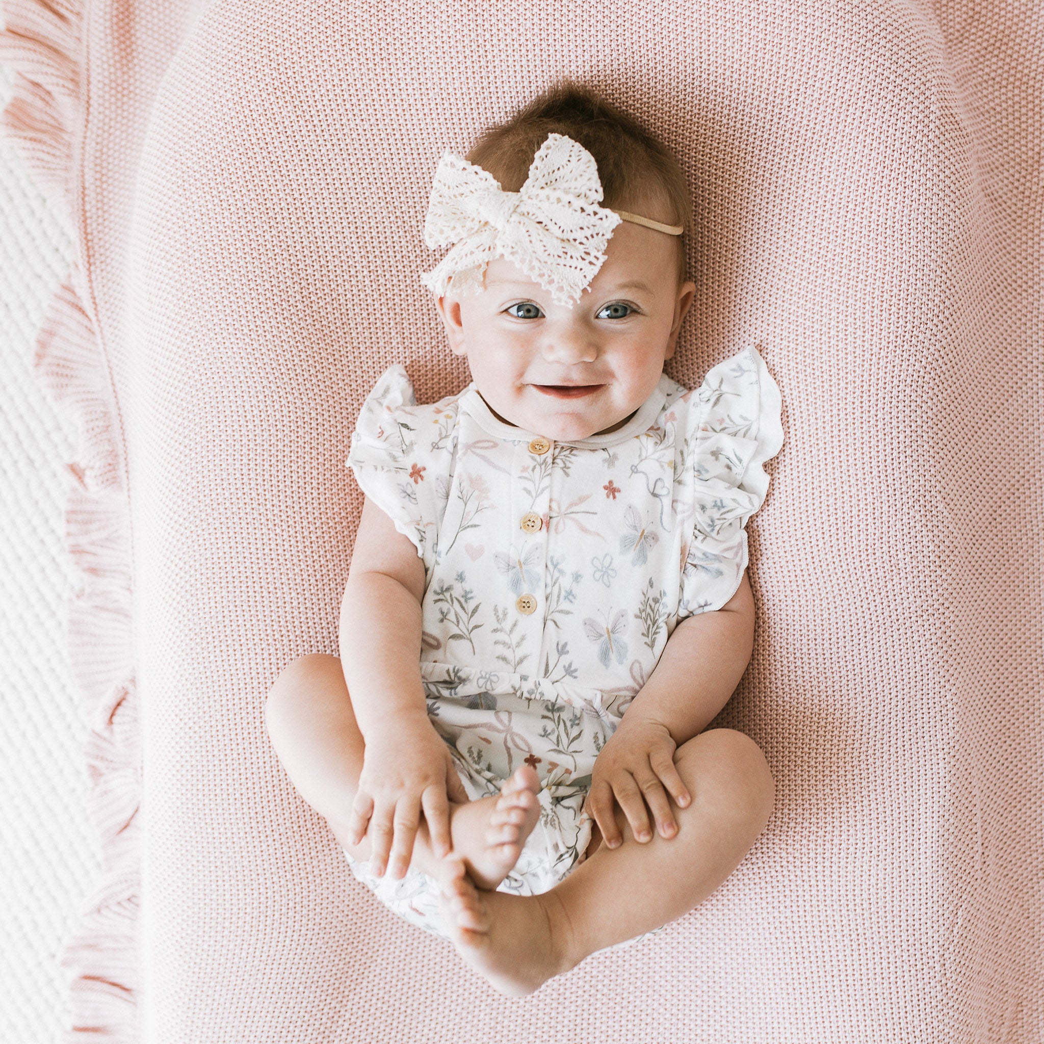 Ruffle Bubble Romper - Petal Bow