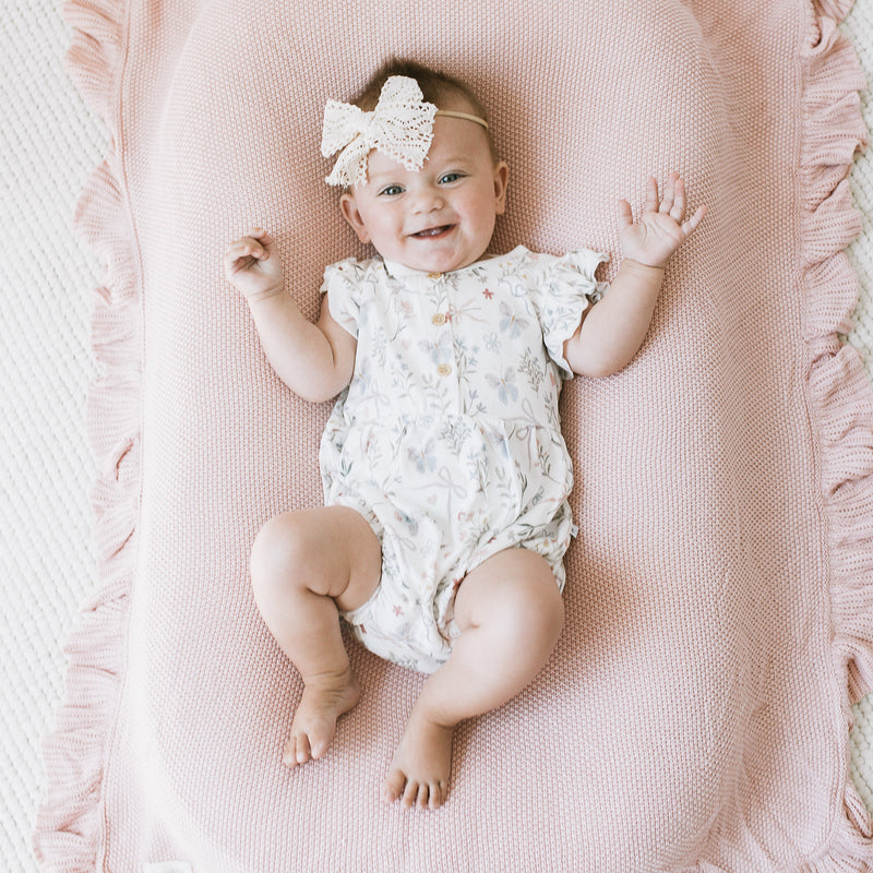 Ruffle Bubble Romper - Petal Bow