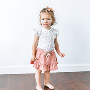 Ruffled Sleeves Top + Skirt Set