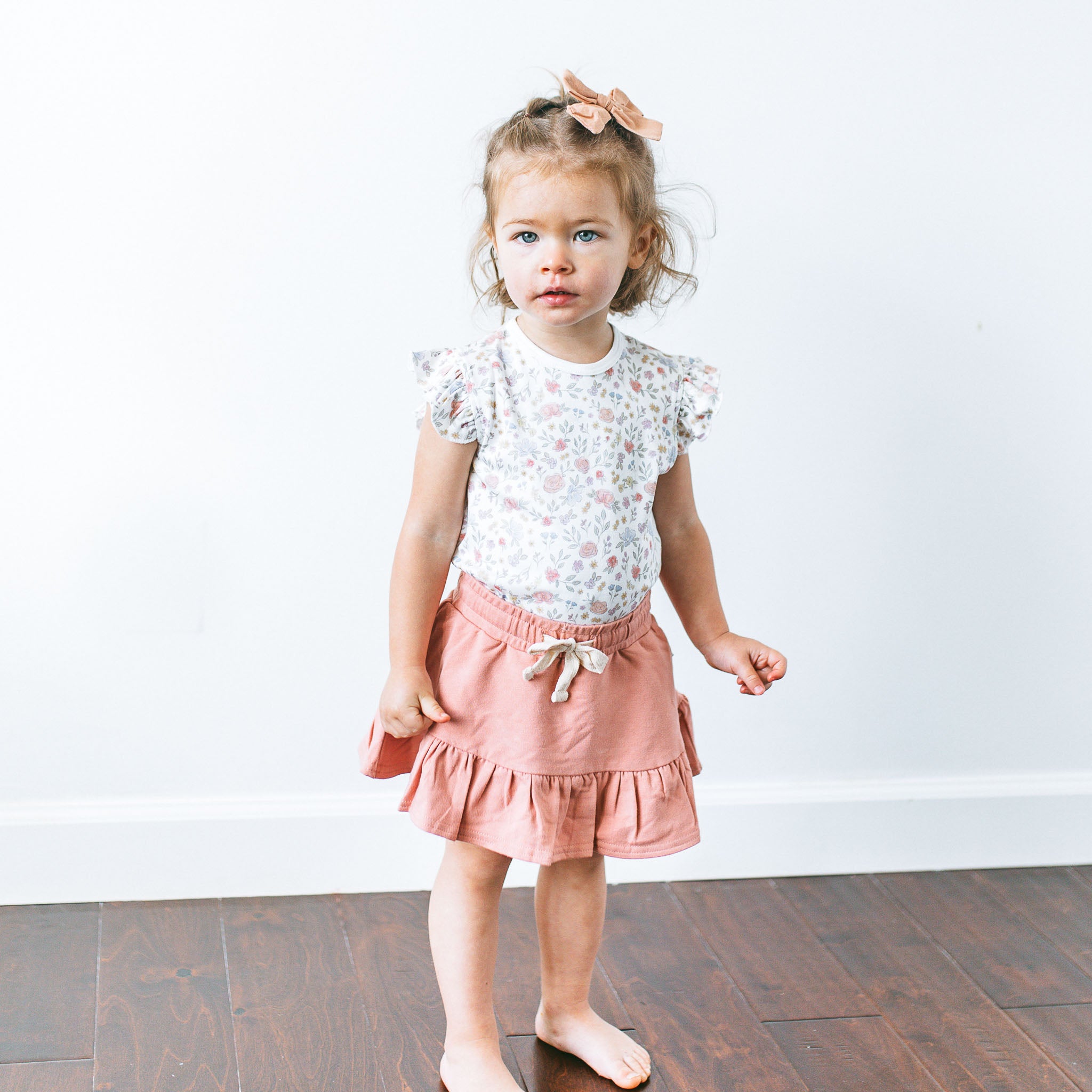 Ruffled Sleeves Top + Skirt Set