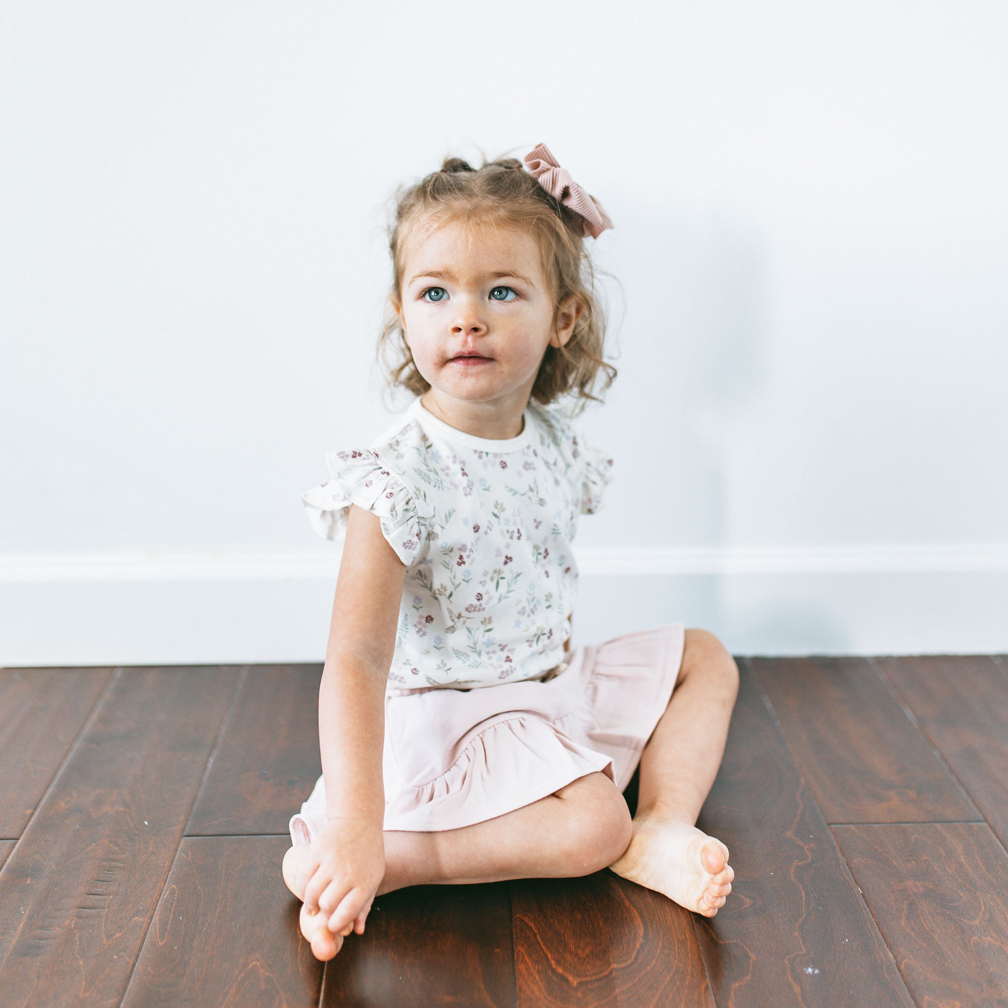 Ruffled Sleeves Top + Skirt Set