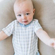 Short Sleeve Bodysuit - Gingham Blue