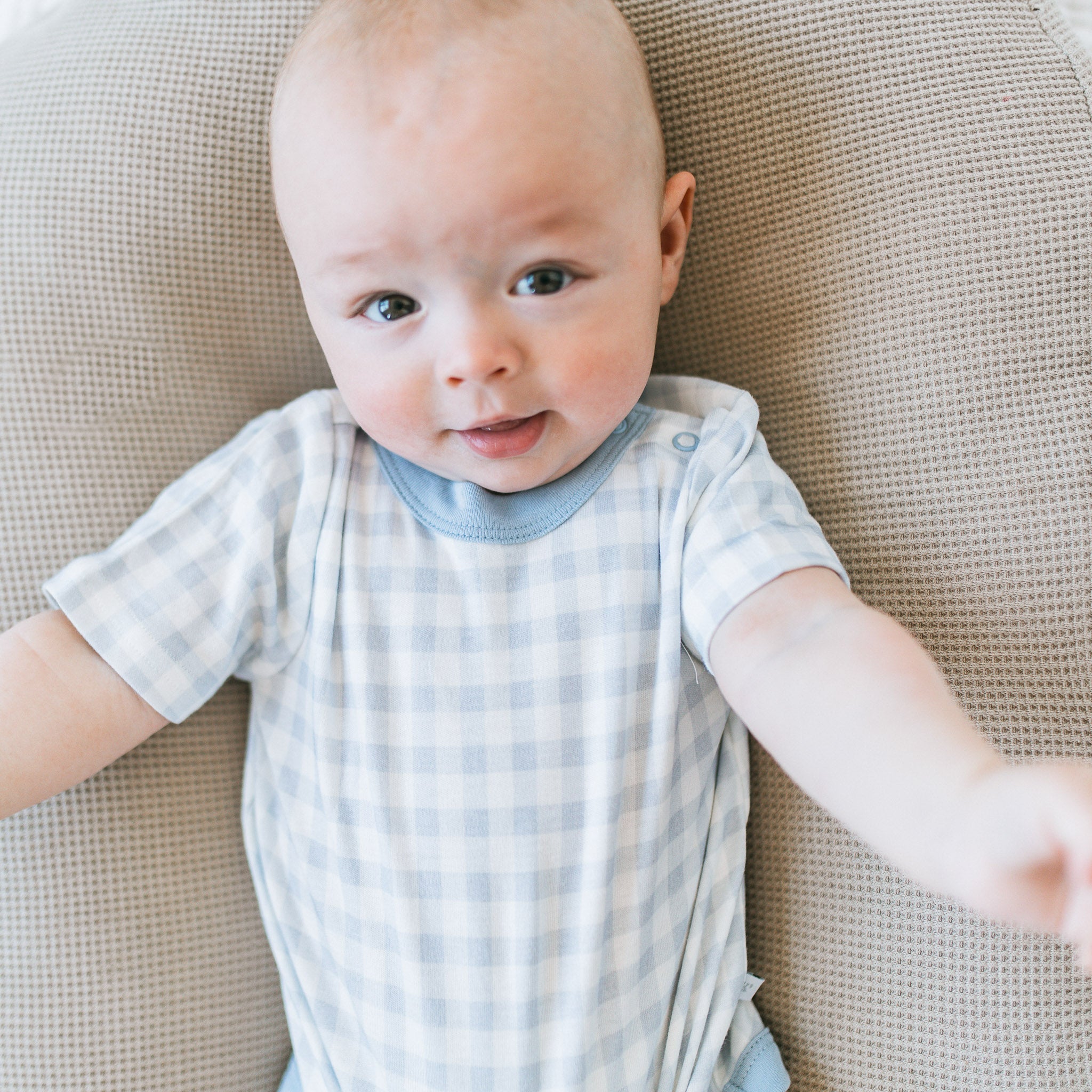 Short Sleeve Bodysuit - Gingham Blue