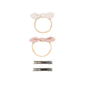 Linen Petite Bow Set - Blush + Ivory