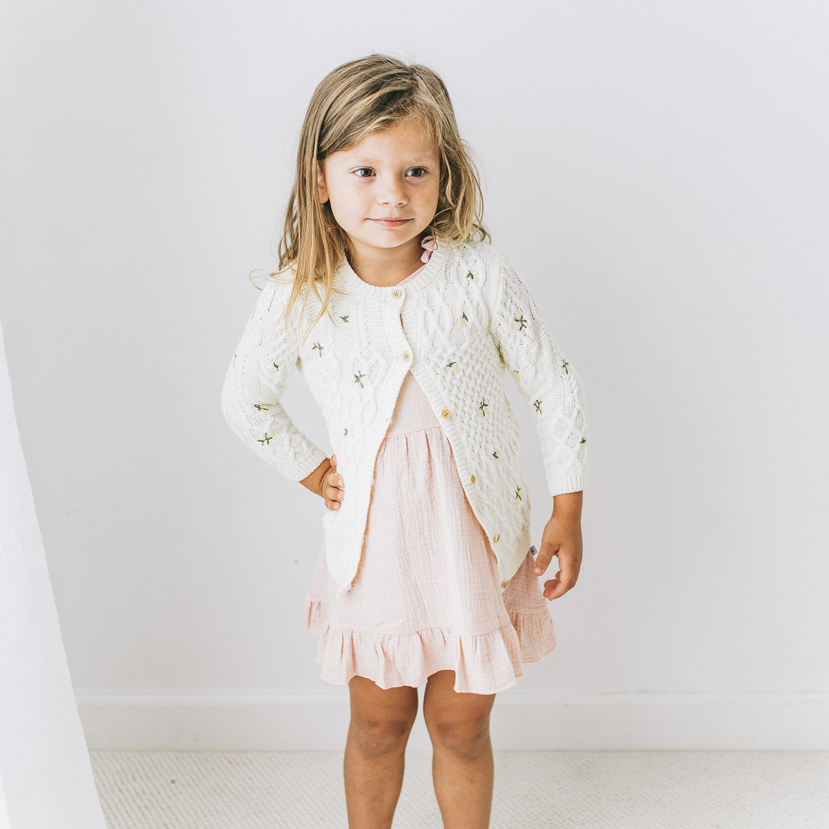 Cable Knit Cardigan -Lemons