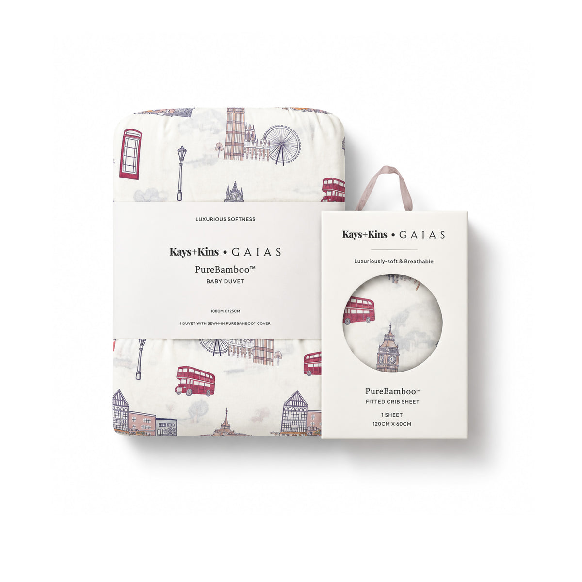 Duvet + Fitted Crib Sheet Set - London Dream