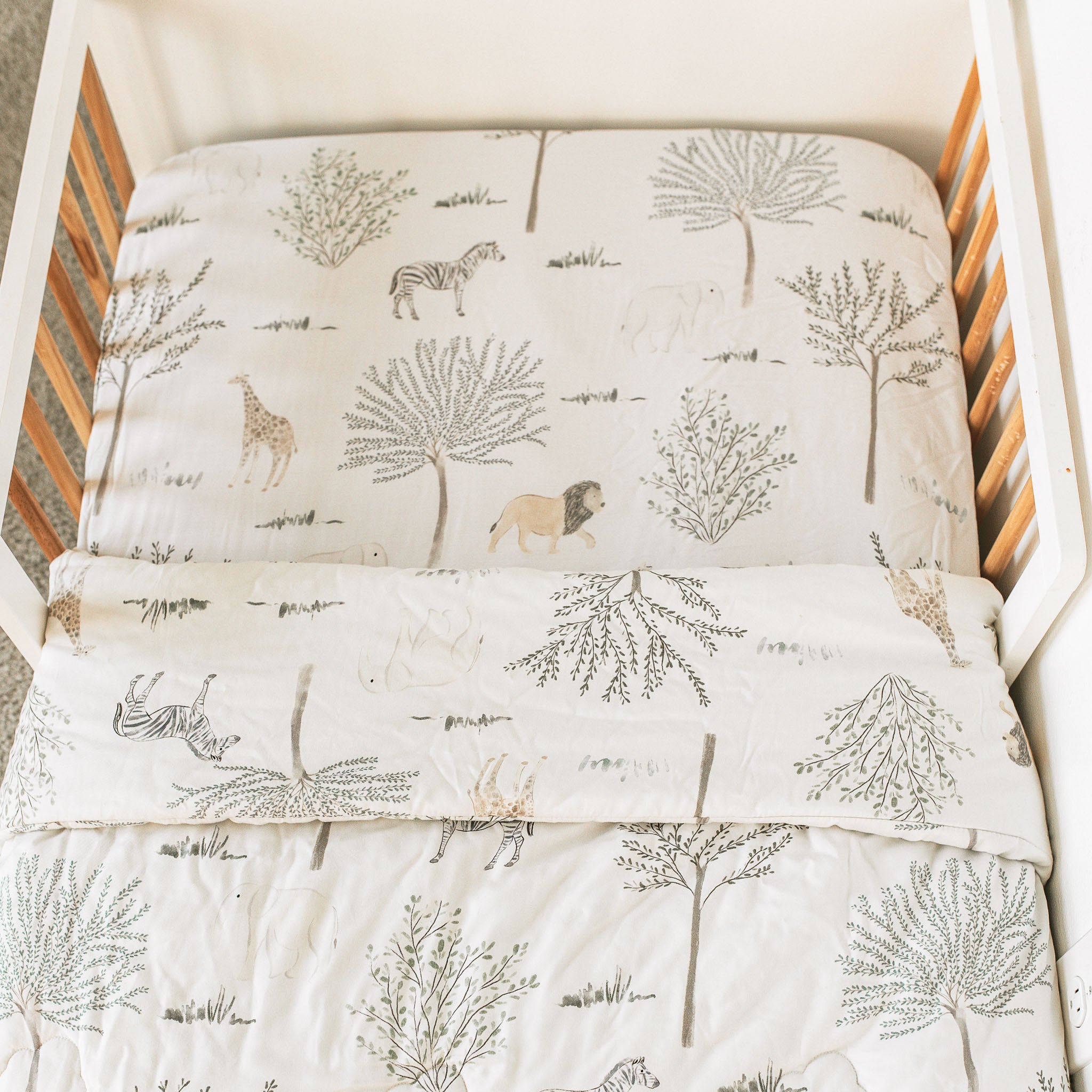 Duvet + Fitted Crib Sheet Set - Safari Wonders