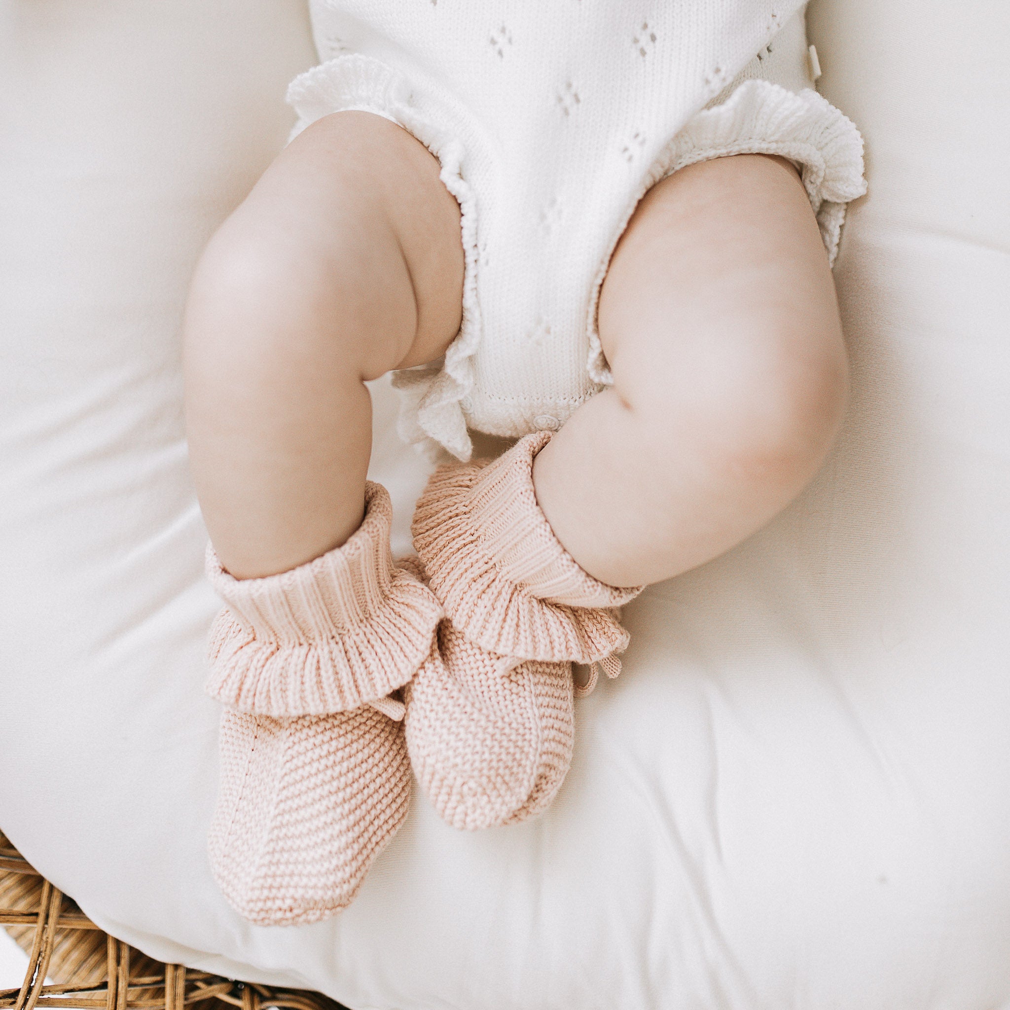 Knit Frill Booties - Dusk