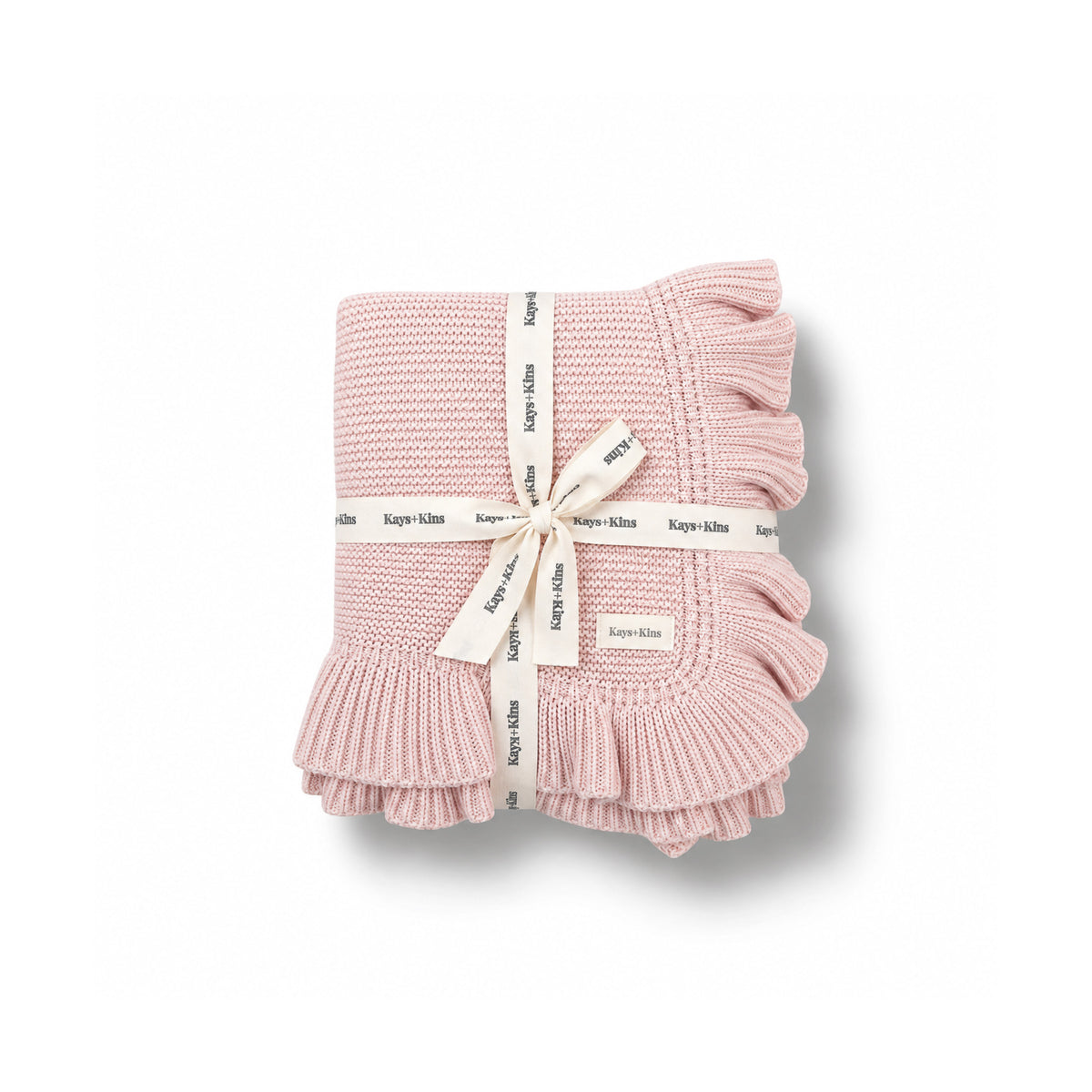 Frilled Knit Blanket - Blush