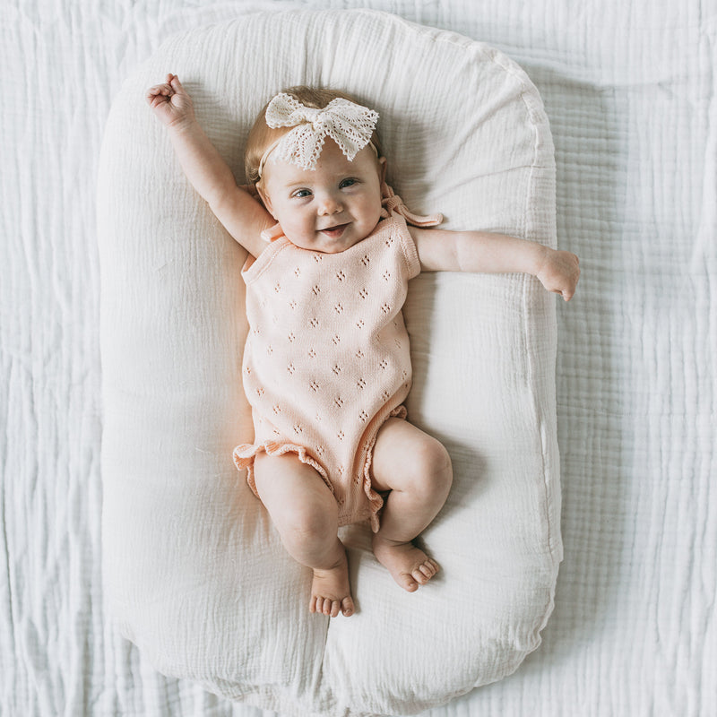 Pointelle Knit Romper- Blush