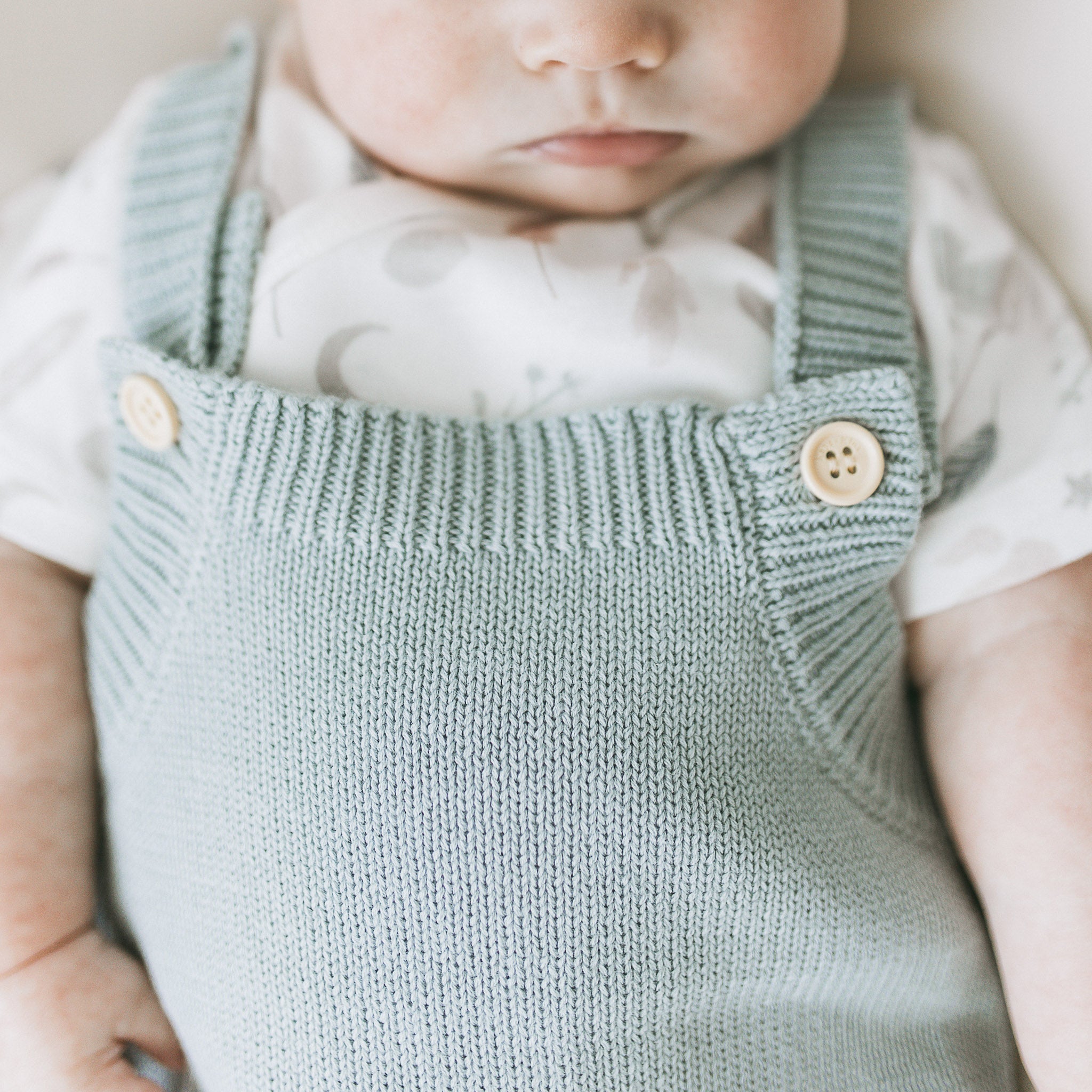 Knit Overall Romper - Sky Blue