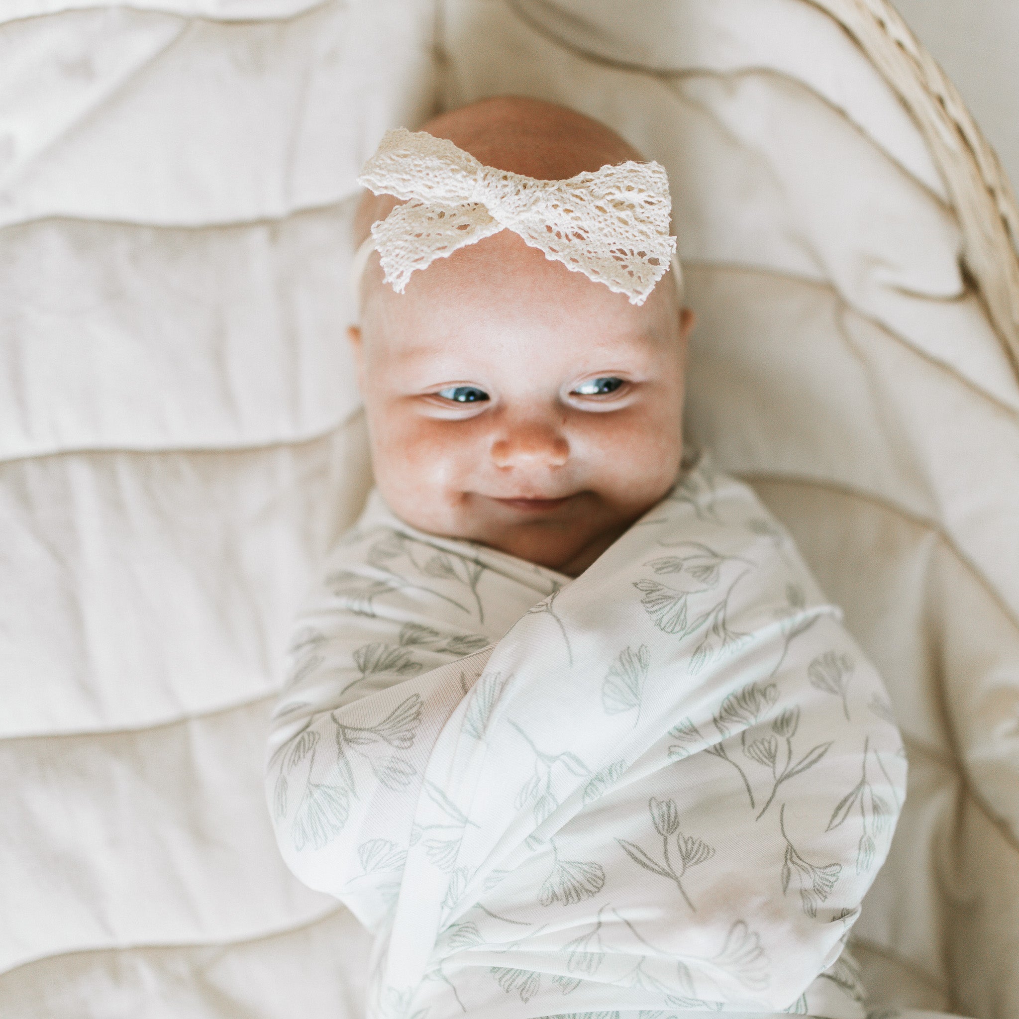 Linen Bow + Lace Set - Mist + Lace