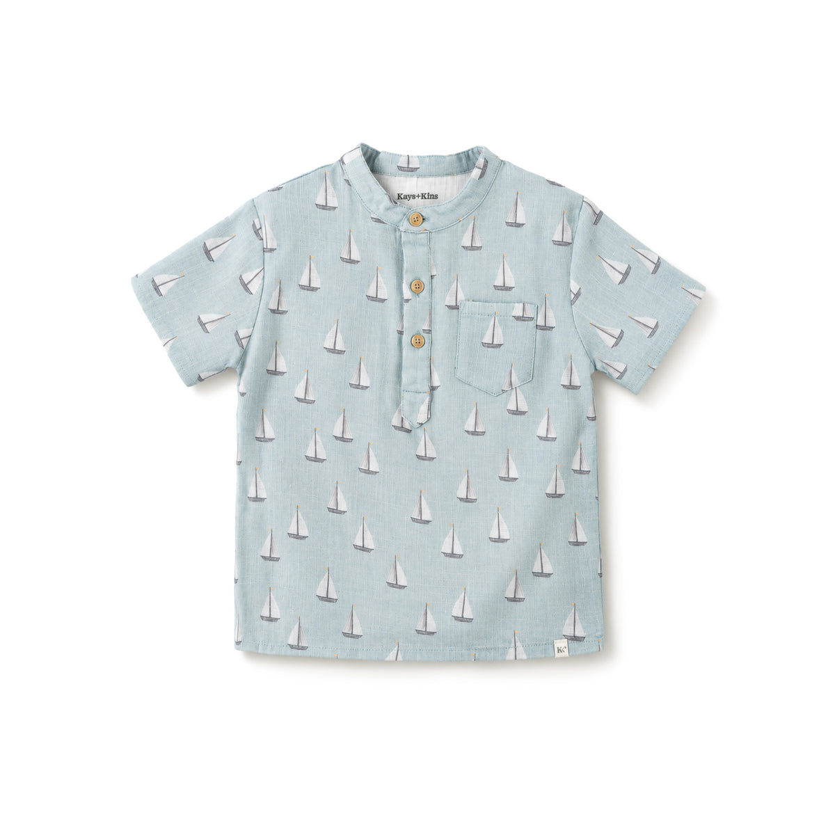 Band Collar Shirt - Sail Away