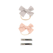 Linen Bow Set - Petal Mist