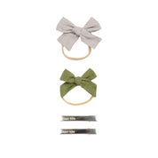 Linen Bow Set - Pine+Slate Duo