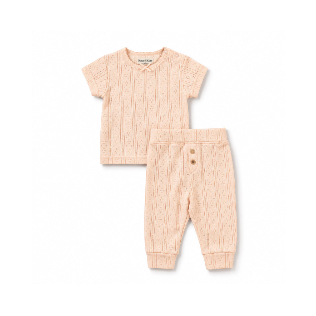 Pointelle Top + Leggings - Apricot