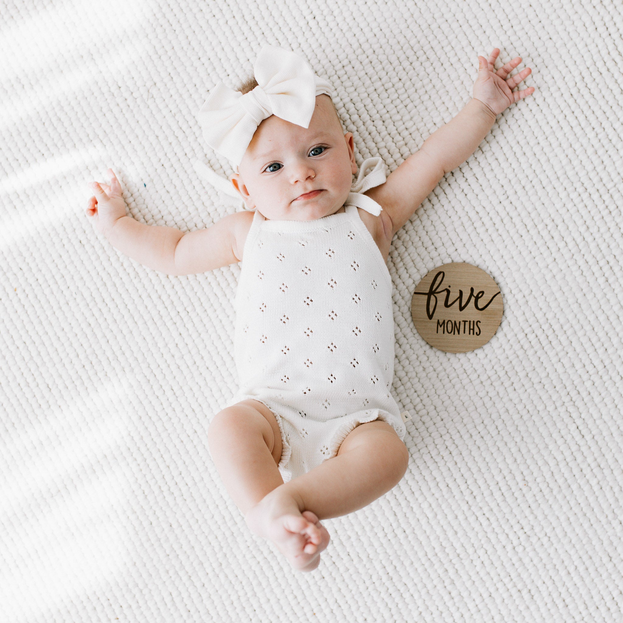 Pointelle Knit Romper- Ivory