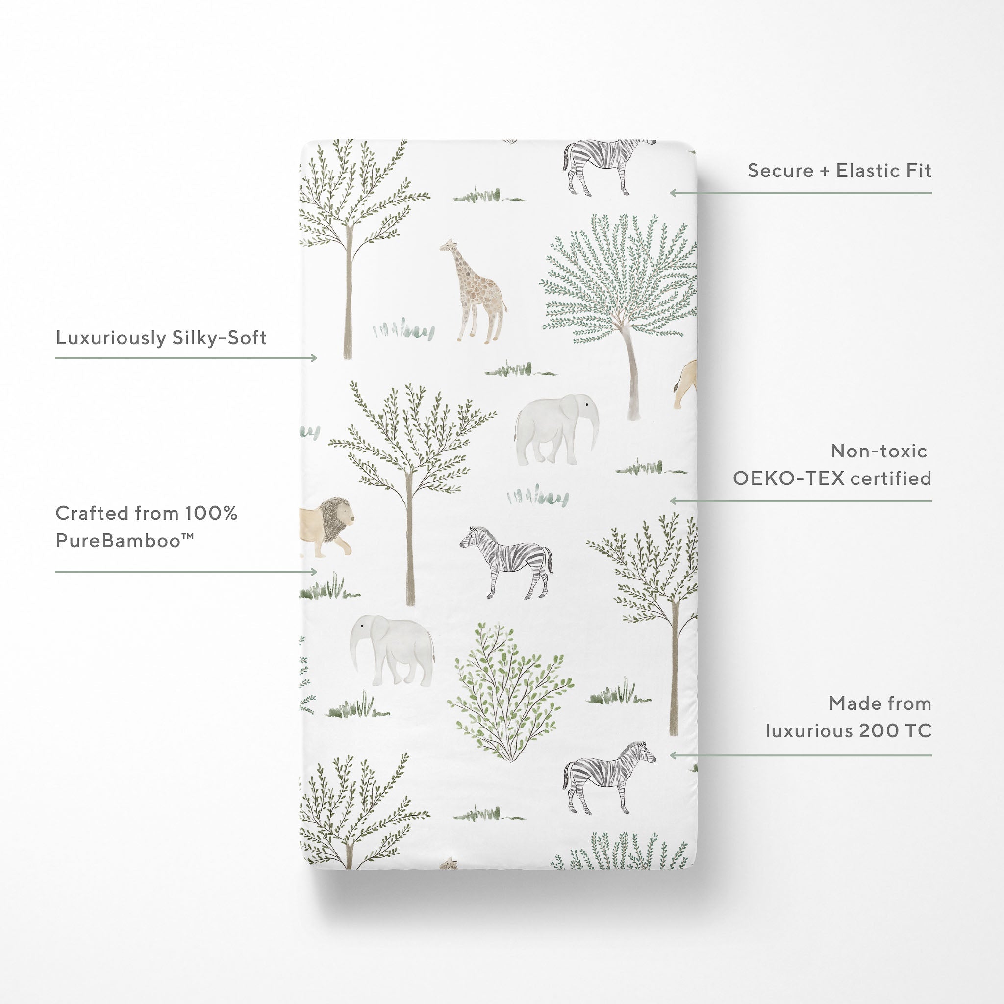 Kays+Kins x GAIAS - Safari Bamboo Crib Sheet