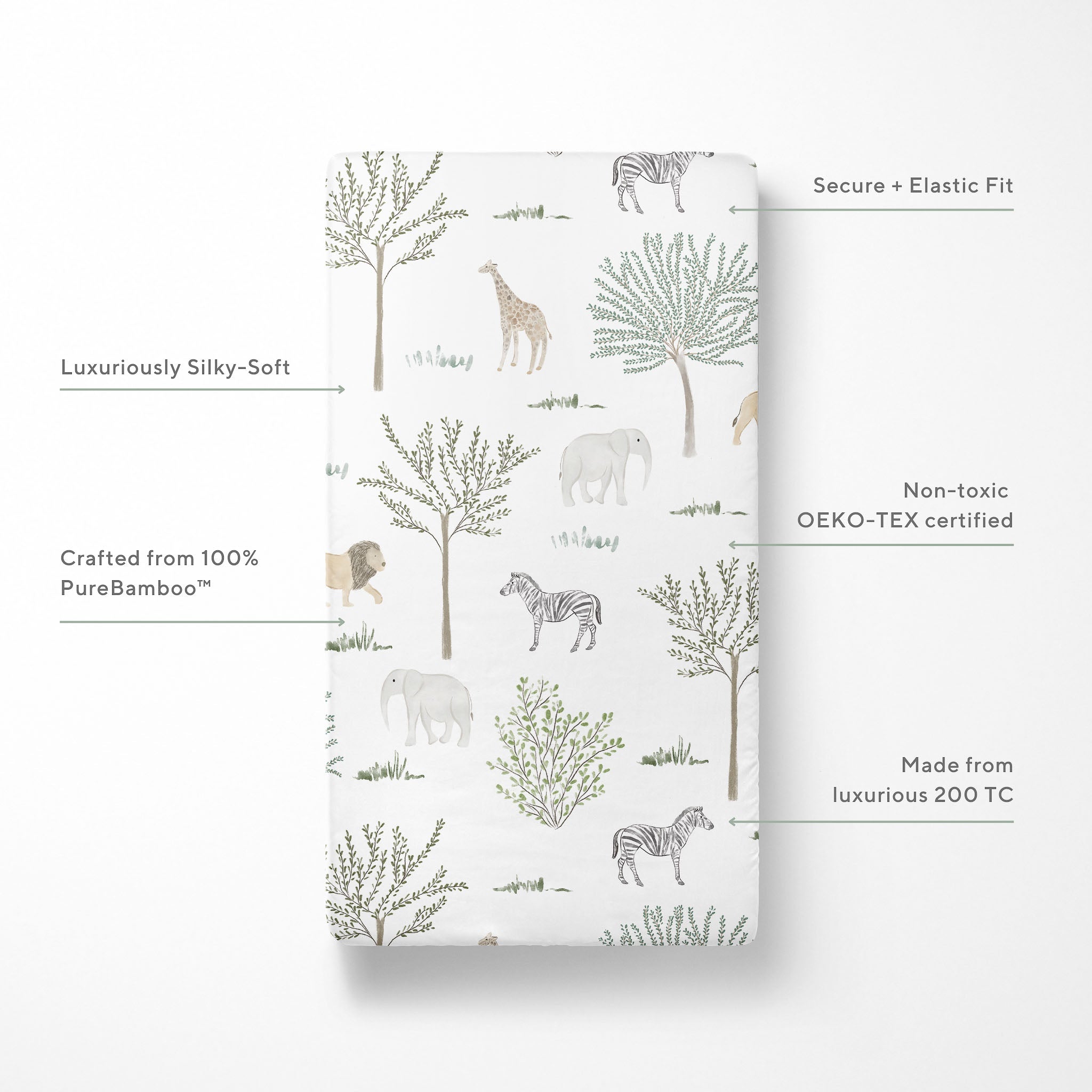 Bamboo Crib Sheet - Safari Wonders