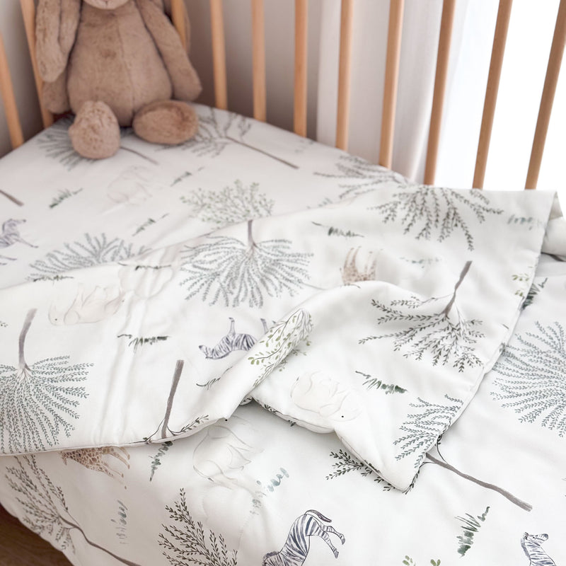 Duvet + Fitted Crib Sheet Set - Safari Wonders