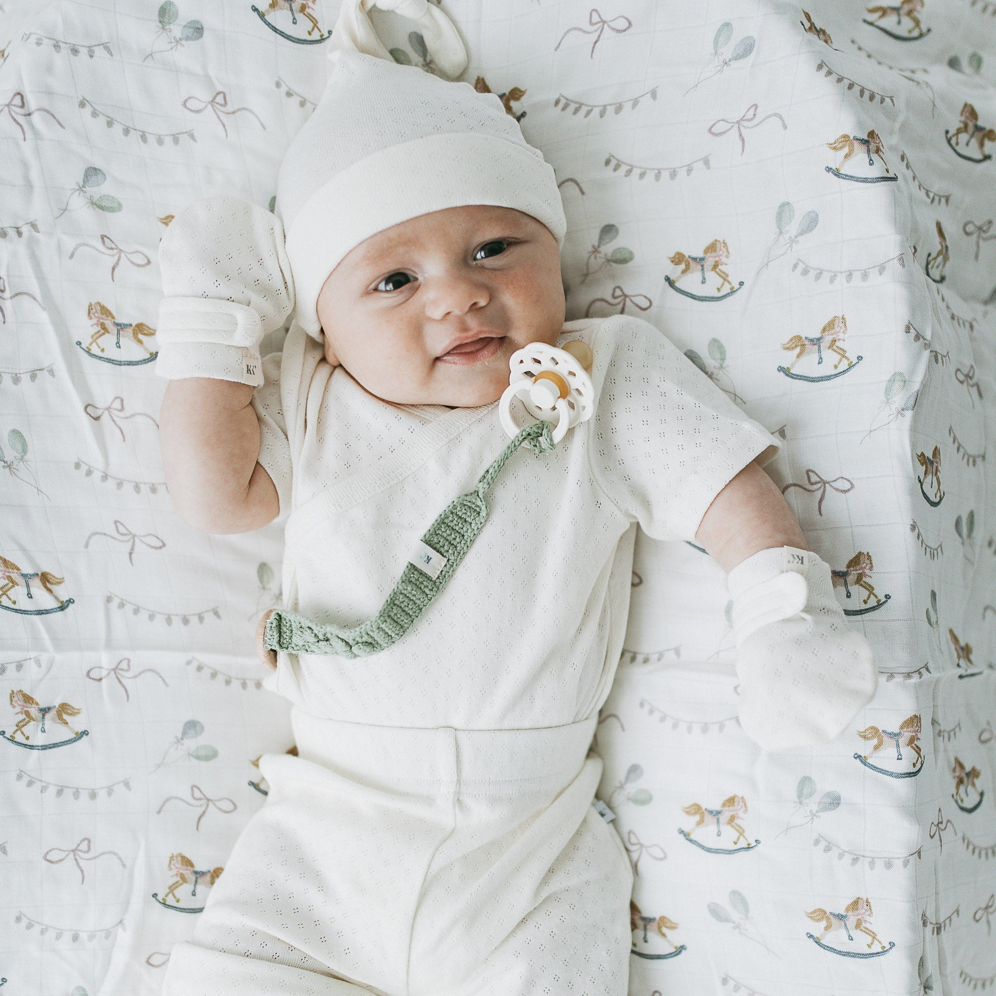 Crochet Pacifier Clip - Sage