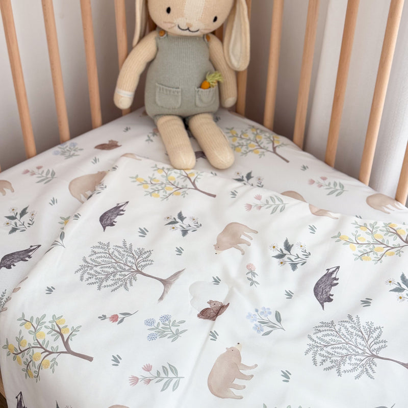 Duvet + Fitted Crib Sheet Set - Woodland Citrus